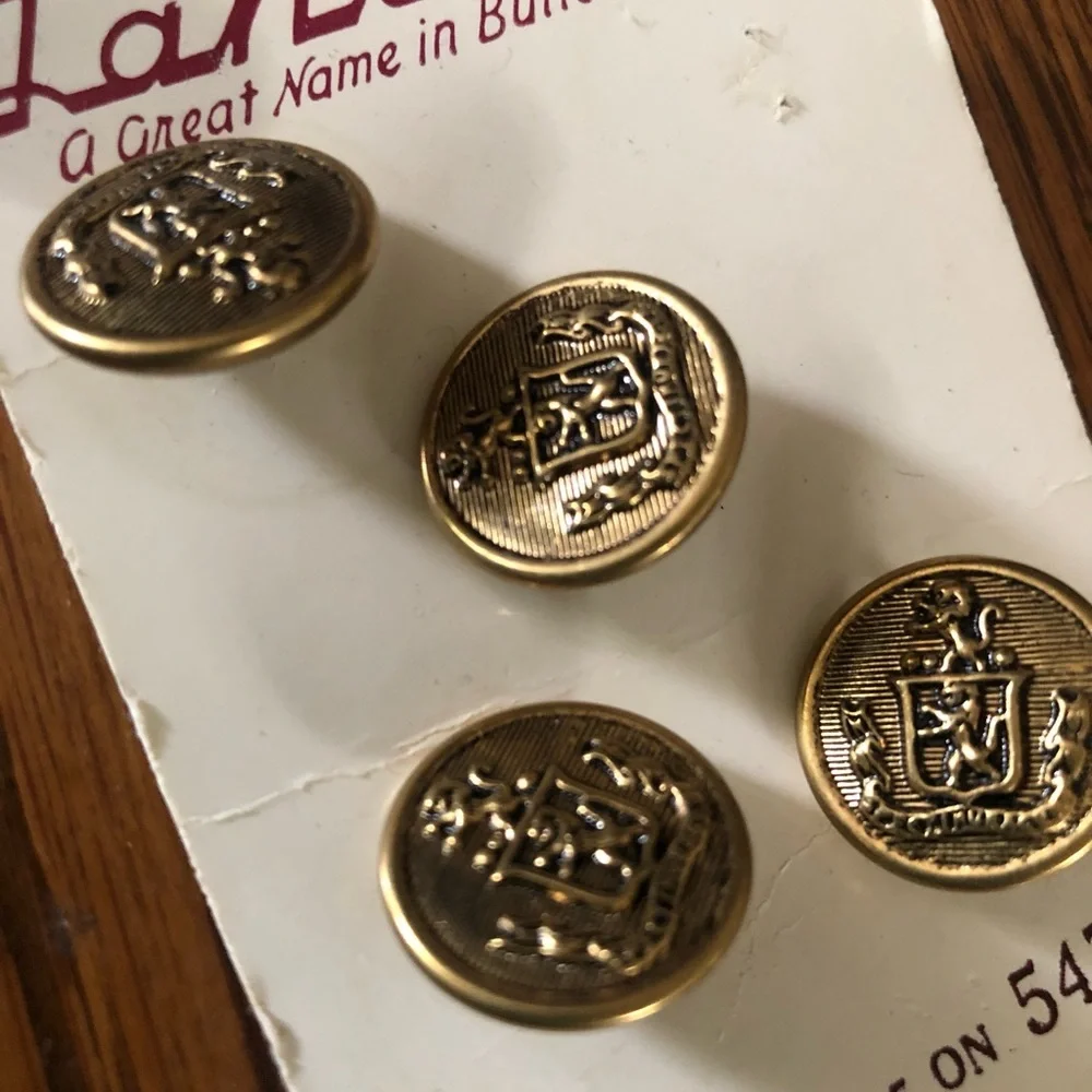 Vintage Brass Buttons with Lion Crest